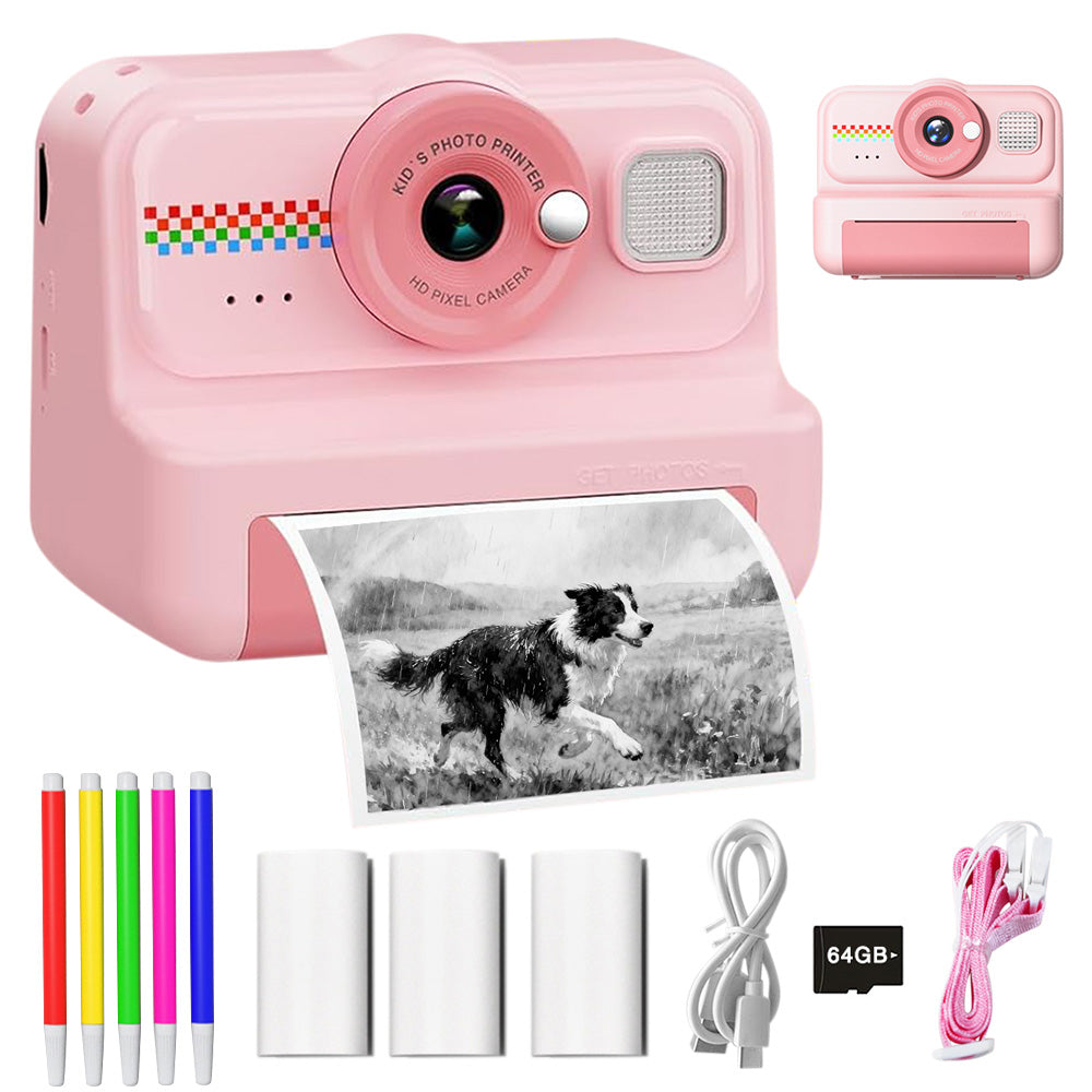Camera Instant Print 1080P Selfie Digital Camera with 64GB Card