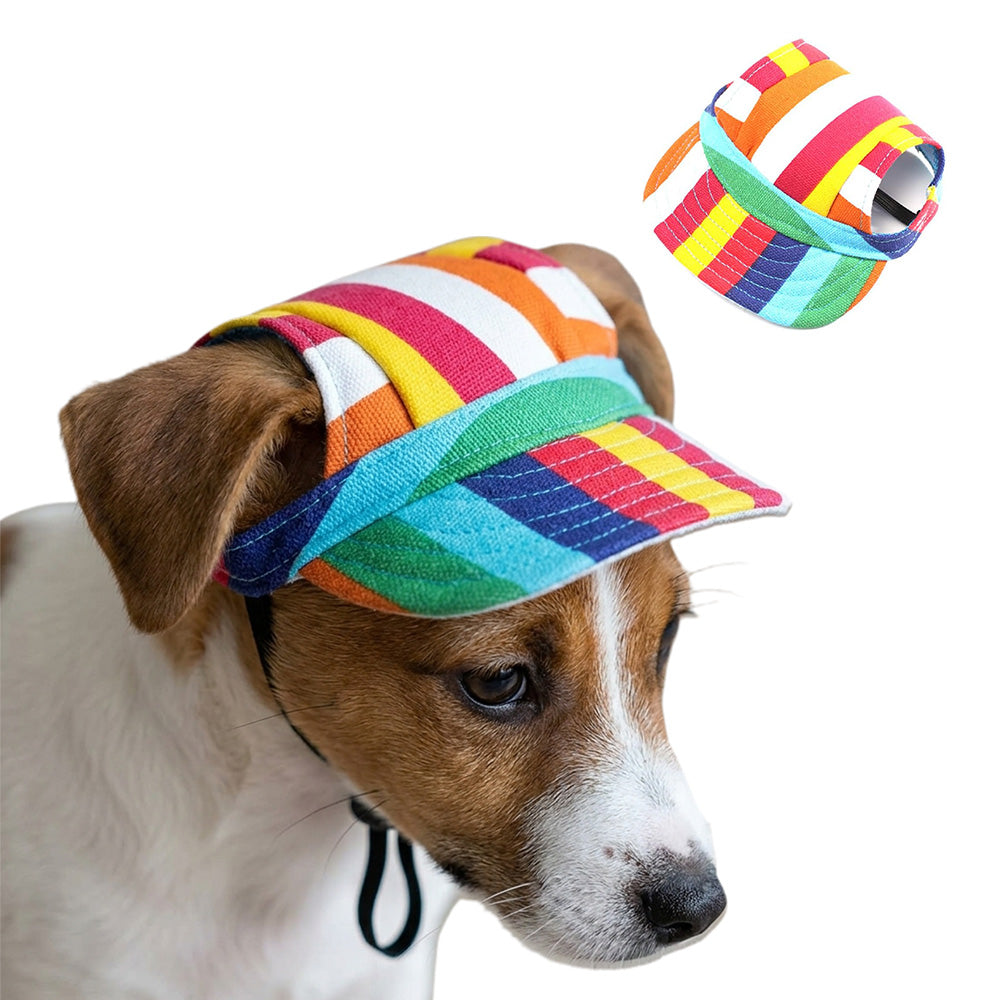 Fashion Dog Cat Pet Baseball Cap with Ear Holes and Adjustable Strap-Multicolour