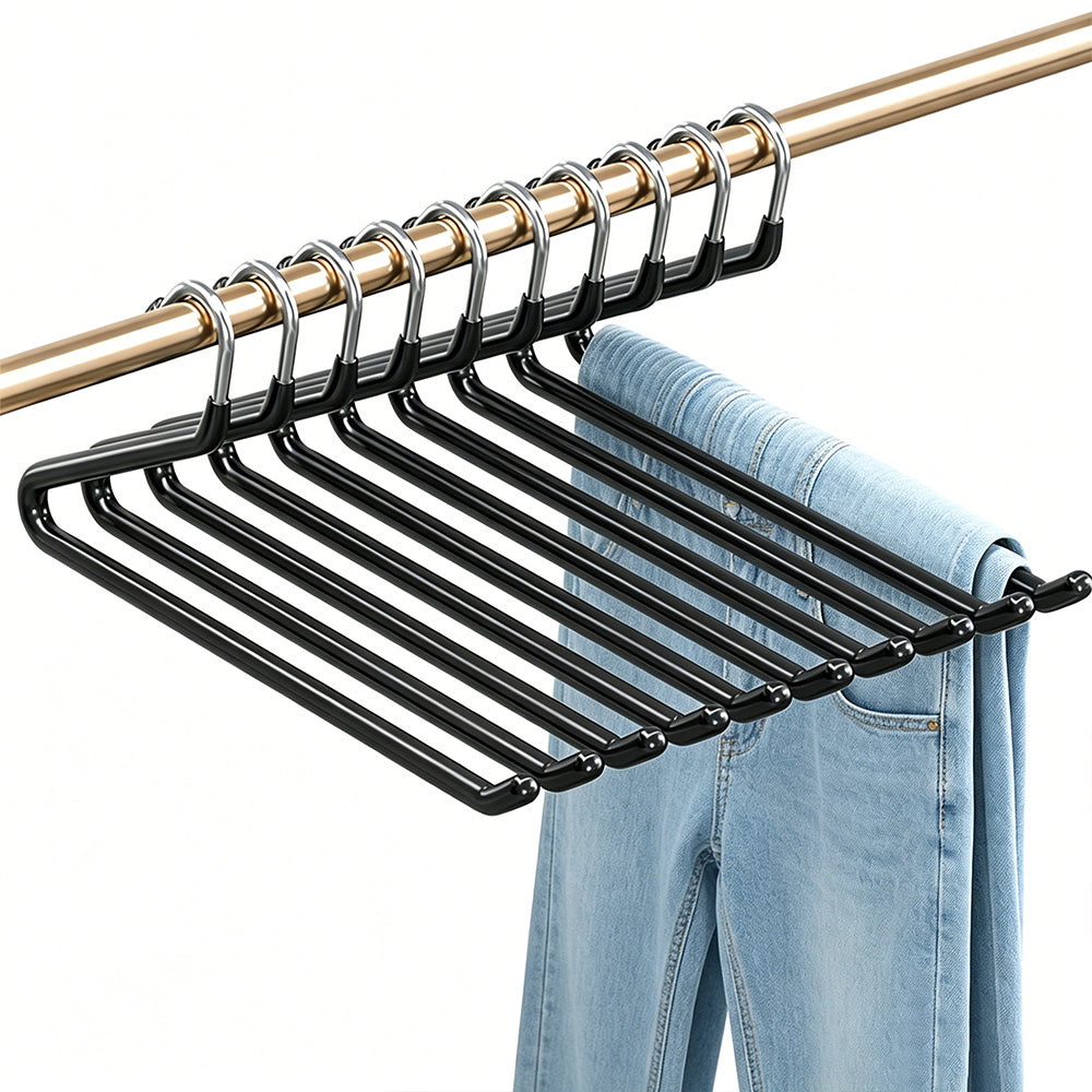 10 Pack Heavy-Duty Non-Slip Pant Hangers Metal Open-End Clothes Hanger for Jeans And Blankets