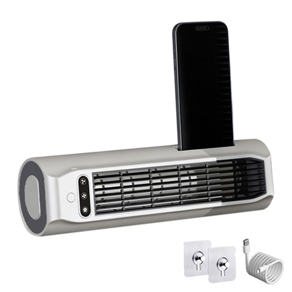 USB Rechargeable Bladeless Tower Fan For Wall Floor And Desk Use