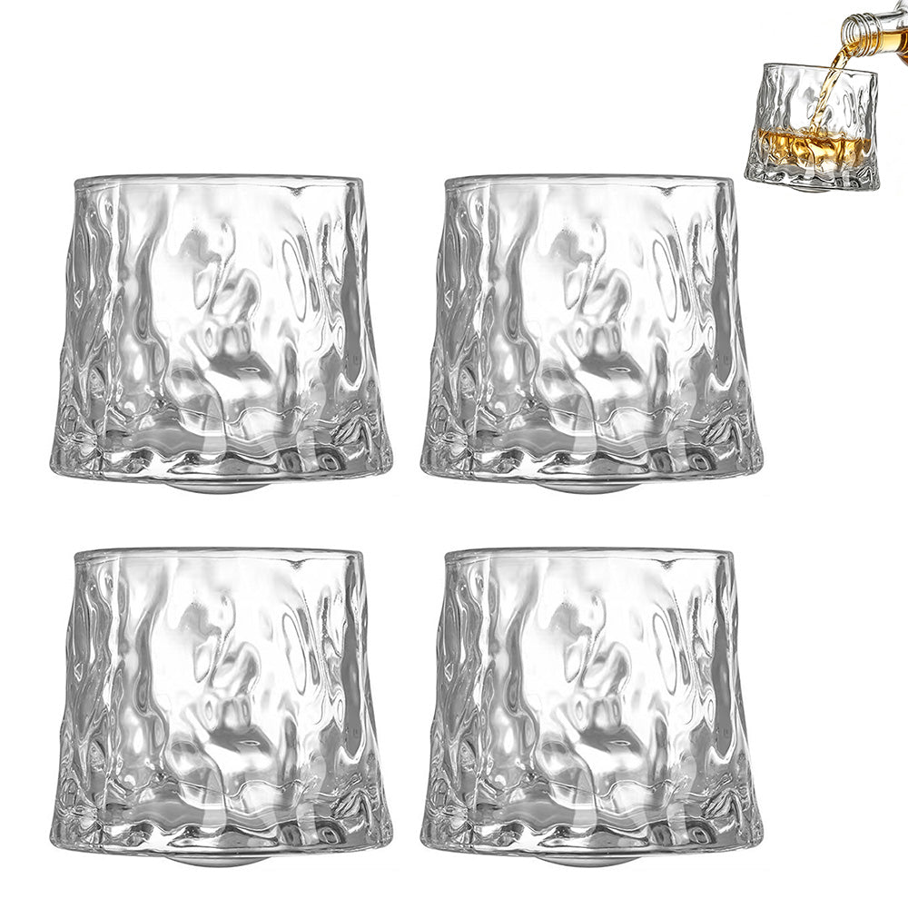 4PCS Rotating Whiskey Glass 180ml Rotating Glass Tumblers for Home Bars Party