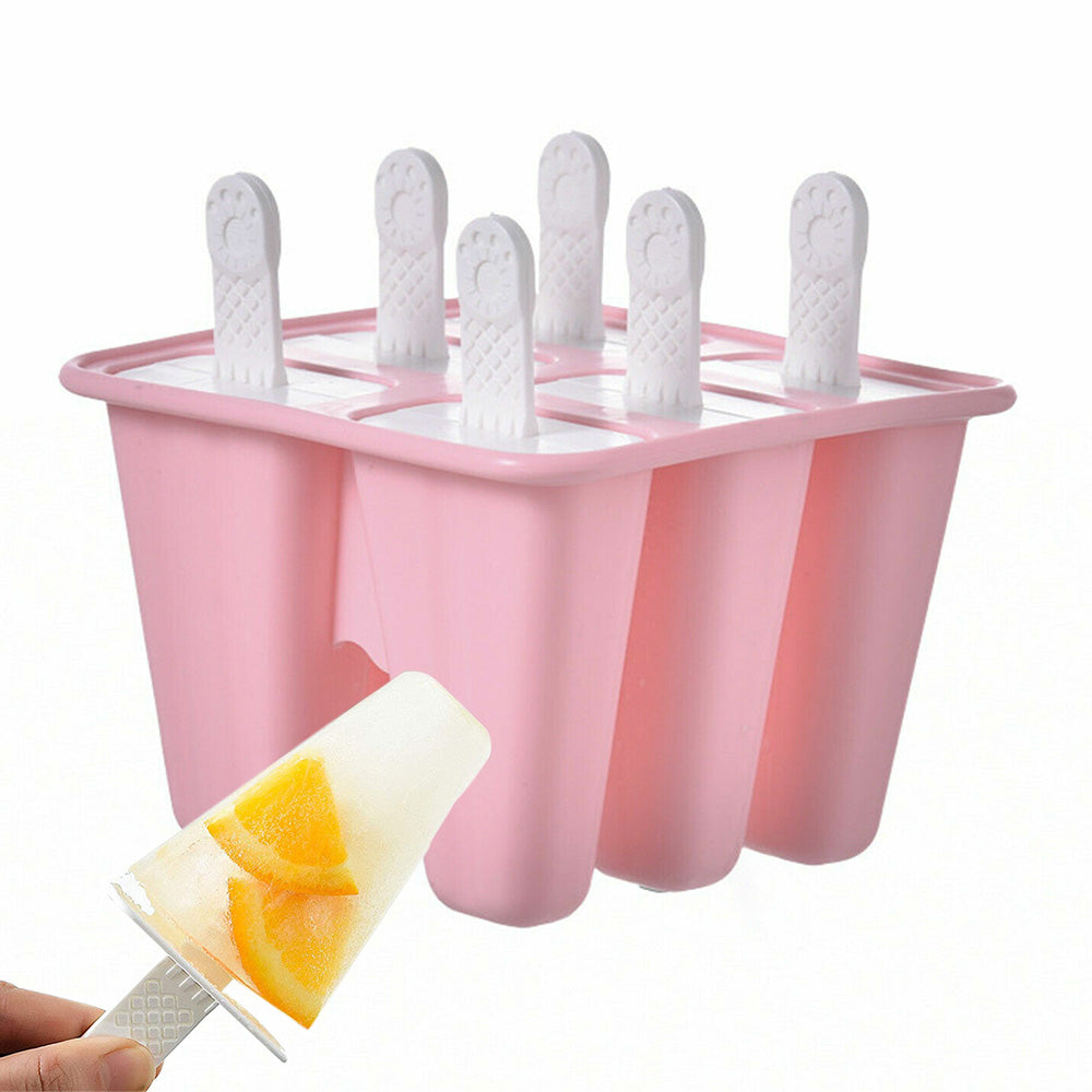 6 Cavity Ice Cream Mould Block Popsicle Molds Ice Lolly Mold With Sticks
