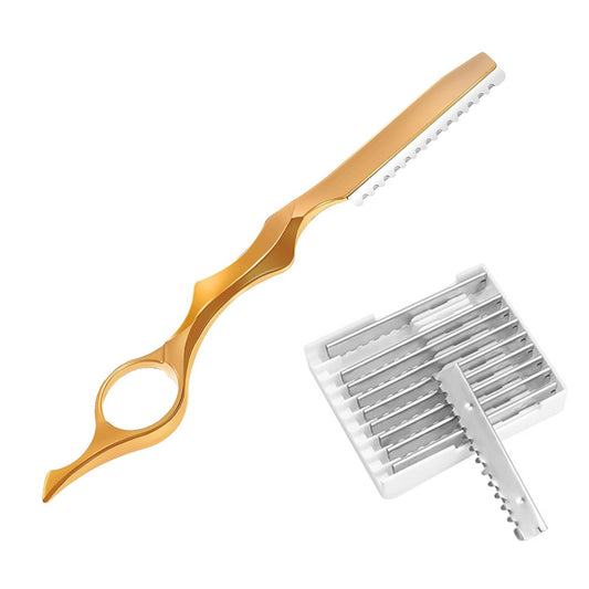 Hair Thinning Razor with 10 Replacement Blades for Professional Salon and Home Use