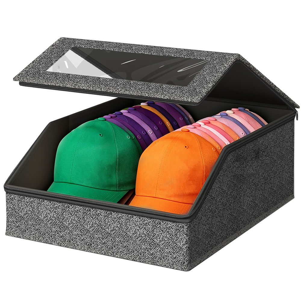 Large Capacity Hat Organizer Box Holds 30 Hats for Baseball Cap Wide Brim Cap