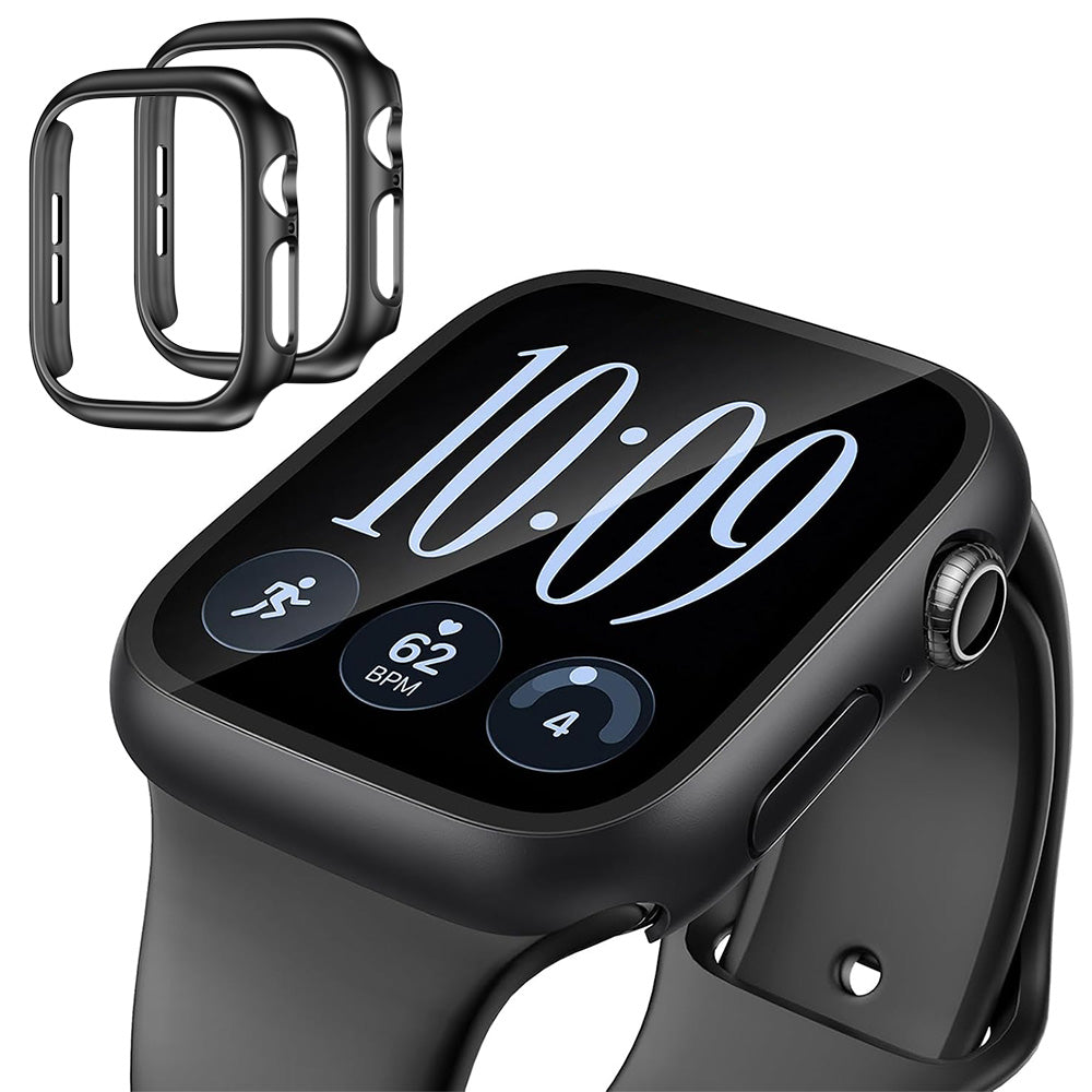 2 Piece Case and Screen Protector Set for Apple Watch Series 12-Black