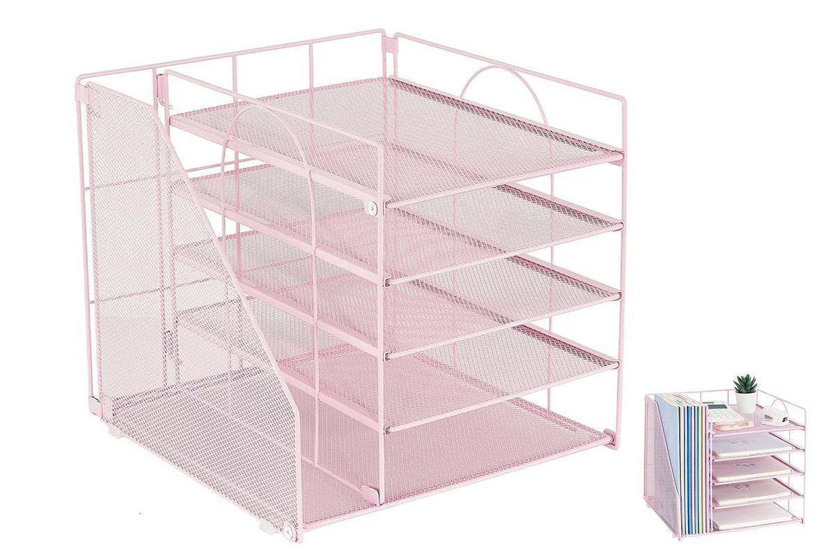 Metal File Organizer Rack Desktop Storage Shelf for Office Home