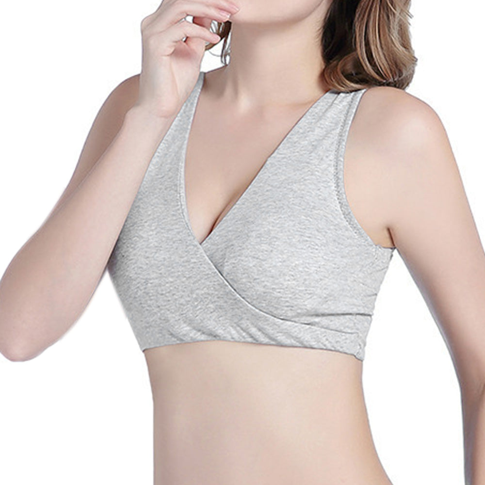 Seamless Wireless Cross Front Lounge Bra with Removable Pads for Women-Black