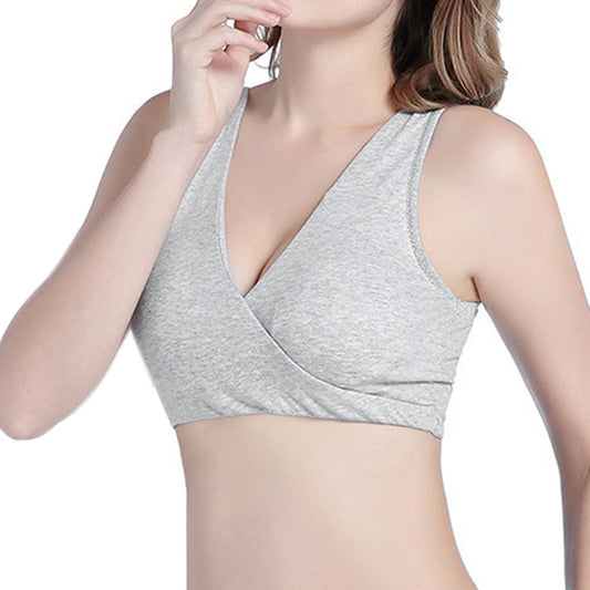 Seamless Wireless Cross Front Lounge Bra with Removable Pads for Women-Black