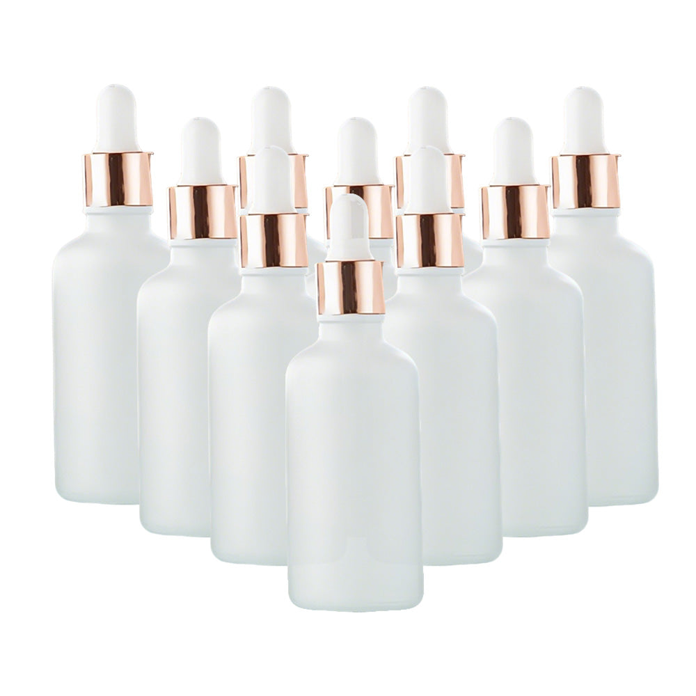 10 Pack Glass Dropper Bottles Rose Gold Caps for Essential Oils 15ml 30ml 50ml
