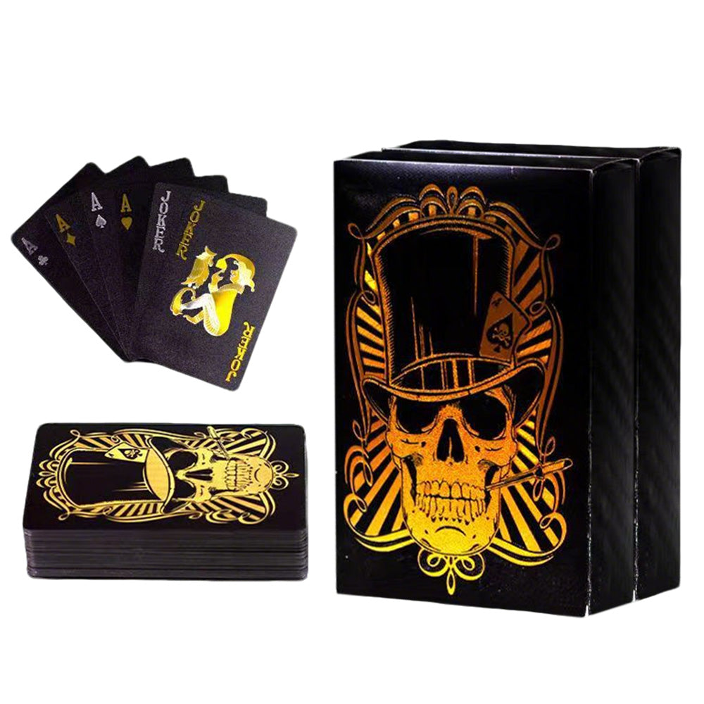 2XWaterproof Playing Cards PVC Plastic Poker Deck Black & Gold Skull Design