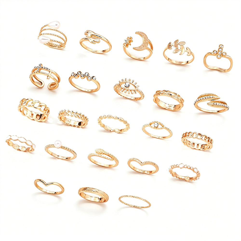 23Pcs Geometric Knuckle Ring Set Gold Silver Stackable Rings for Women