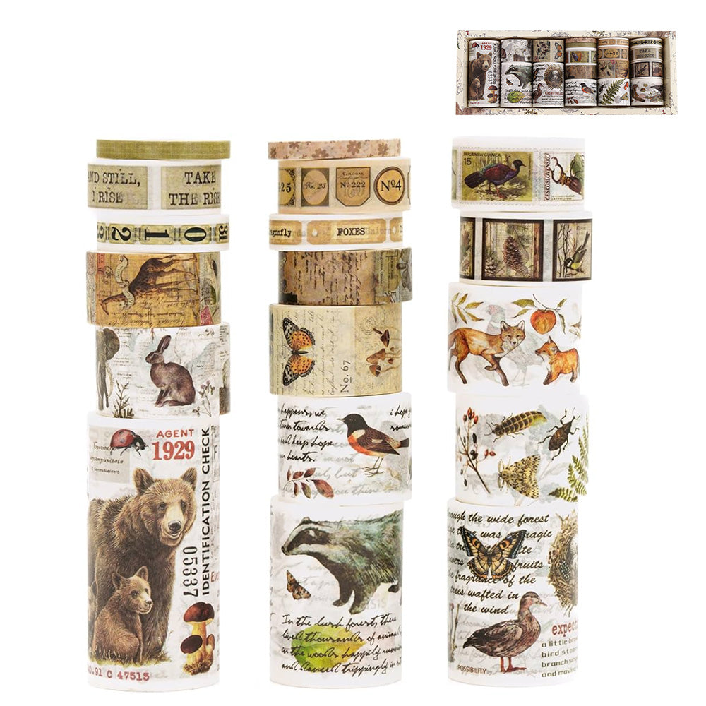 18 Rolls Vintage Washi Tape Set Writable Tapes for Scrapbooking Junk Journal supplies