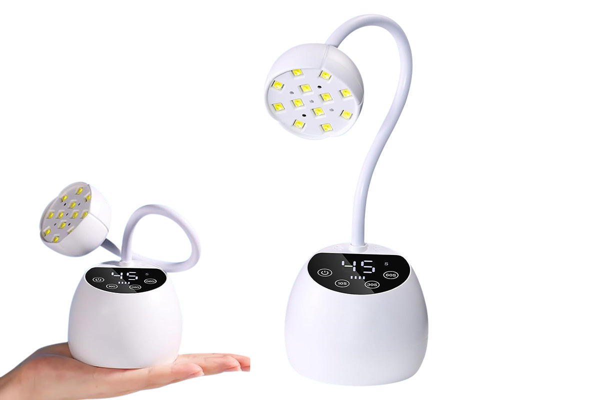 UV LED Nail Lamp Mini Cordless Gel Dryer With Adjustable Gooseneck For Gel Nails