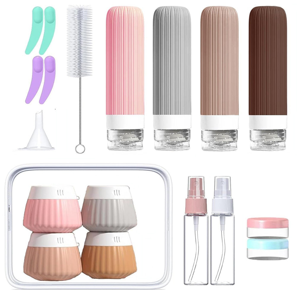 18 Piece Silicone Leak Resistant Travel Toiletry Bottle Set