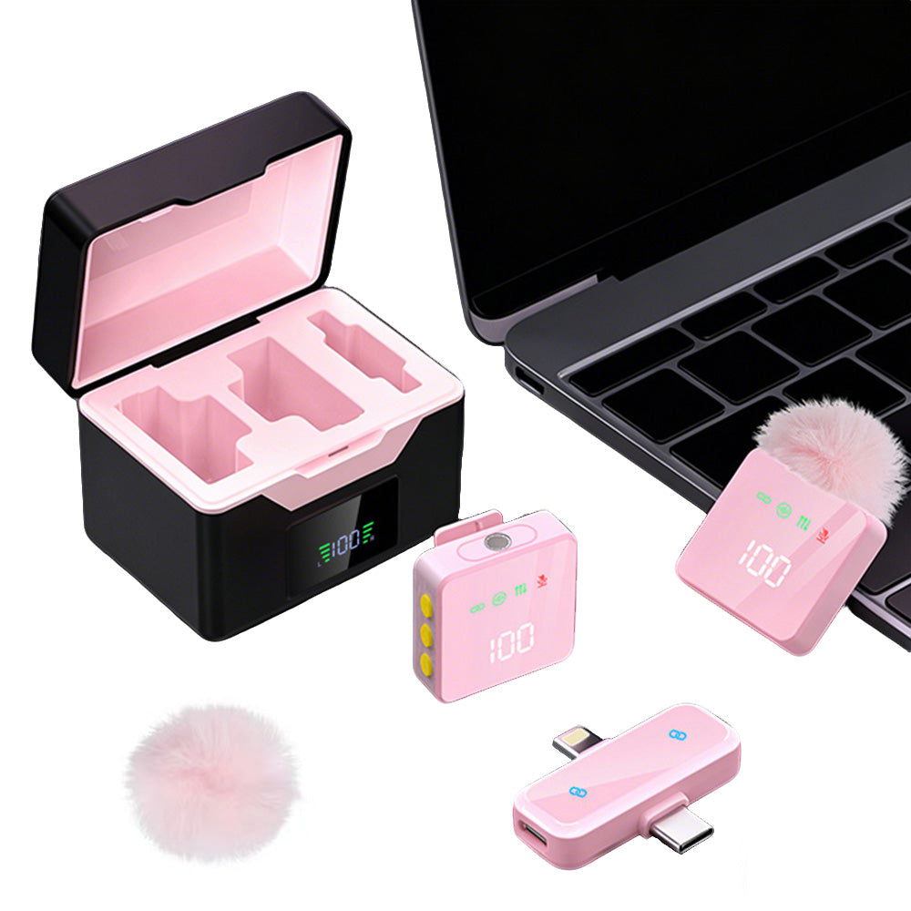 Wireless Lavalier Microphone with Charging Case Noise Cancelling for iPhone Android