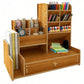 Wooden Desk Organizer with Drawers Art Supplies Storage Desktop Stationary