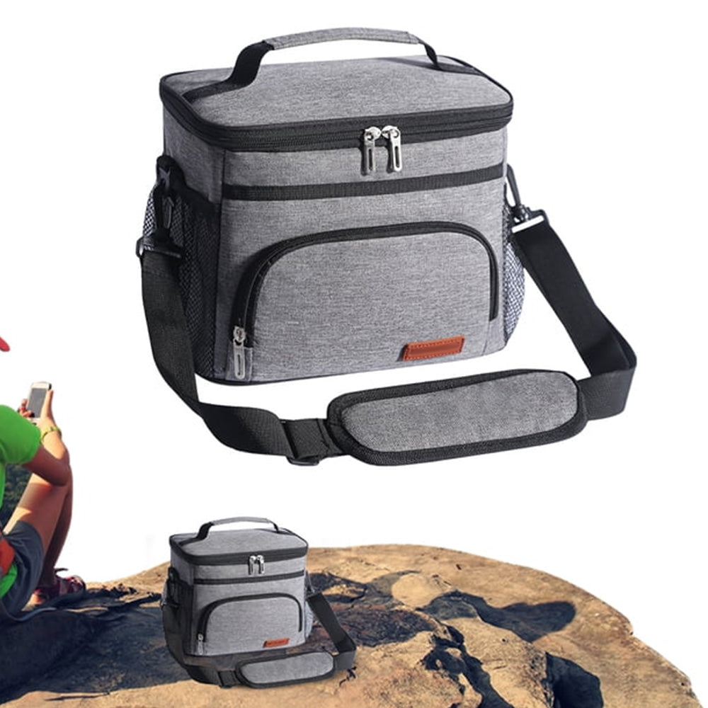 Insulated Lunch Box for Men Women Leak-Proof Cooler Lunch Bag with 4 Pockets