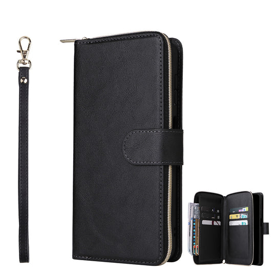 Wallet Leather Flip Cover for Samsung S26 Series with Card Slots Kickstand-Black