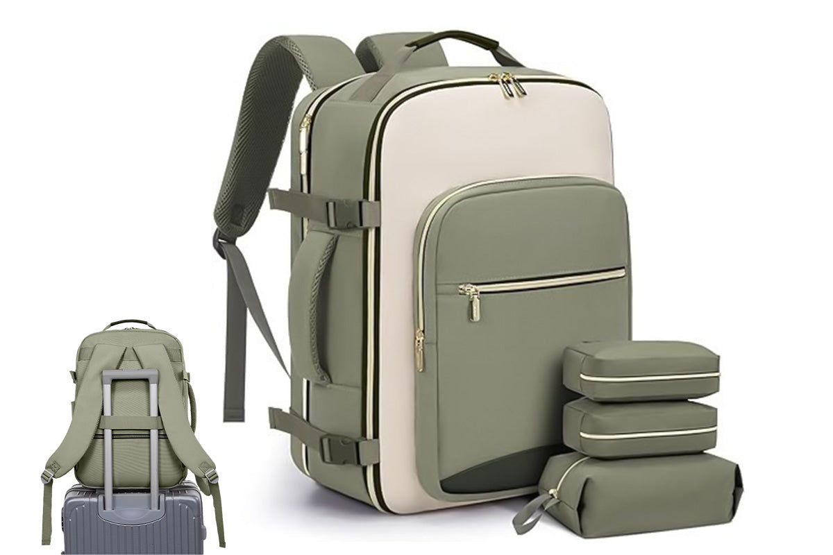 40L Travel Backpack for Men and Women Waterproof Carry On Bag with 3 Storage Pouches
