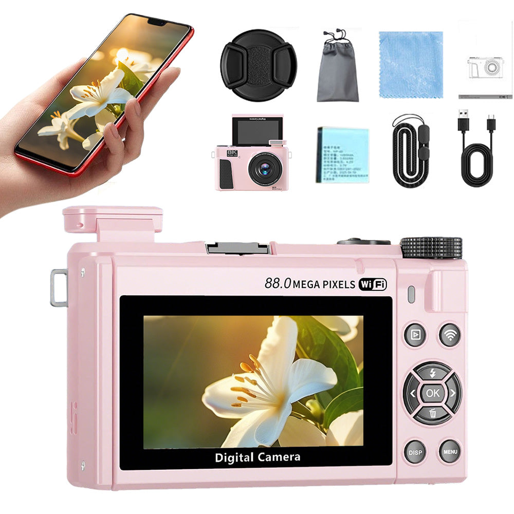 Digital Camera with Flip Screen WIFI Remote Control Vlogging Camera