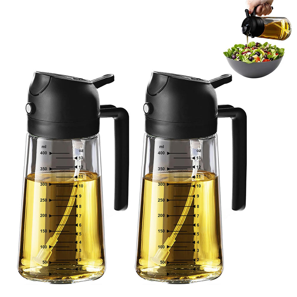 2X470ml Glass Oil Sprayer Bottle for Cooking Olive Oil Dispenser Kitchen Gadgets