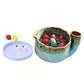 Self-Spinning Ceramic Berry Washing Bowl Set with Drain Holes and 2 Fruit Forks for Cleaning Berries