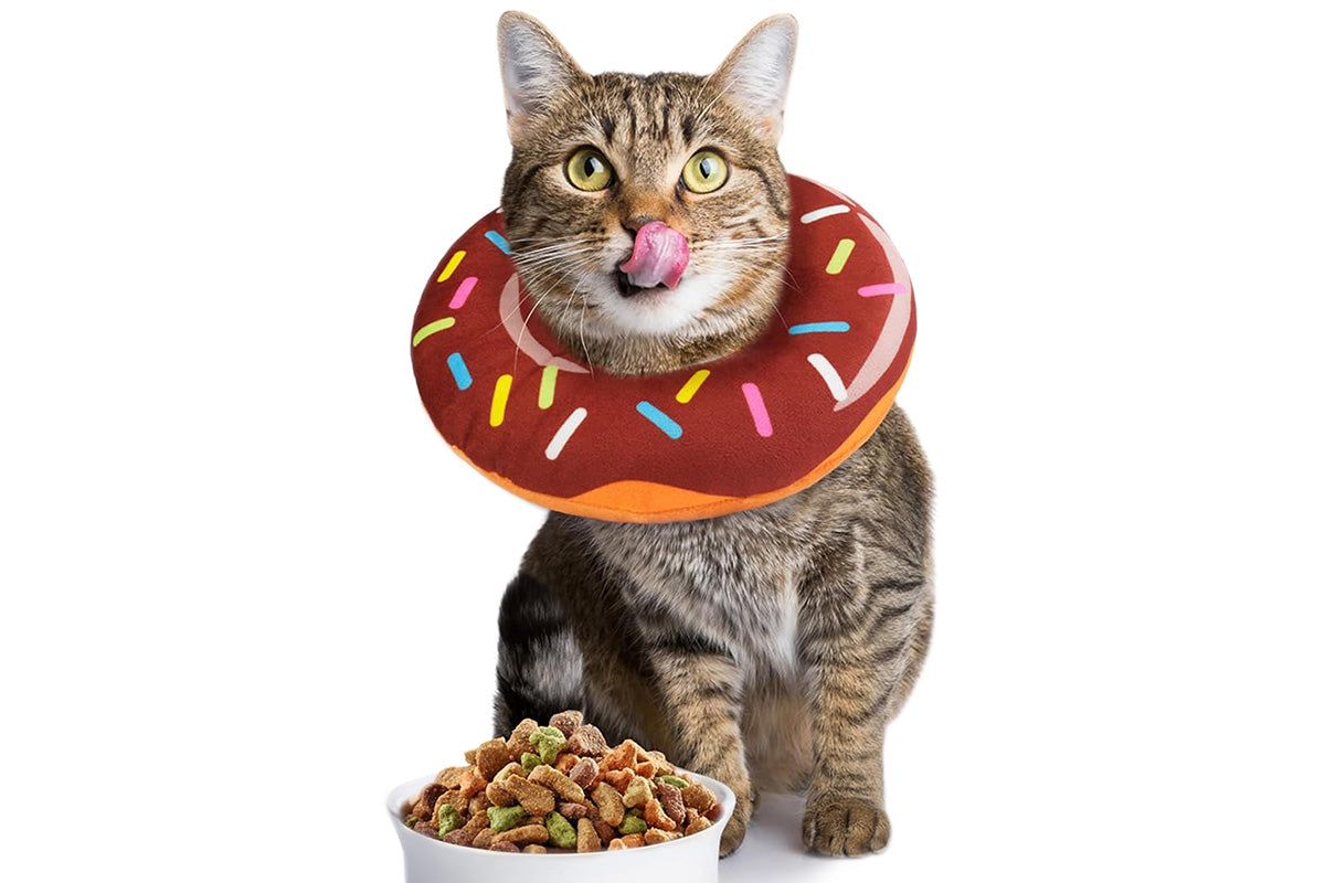 Cat Cone Soft Collar Adjustable Kitten Recovery Cones Cat Donut Collar-Dark Brown