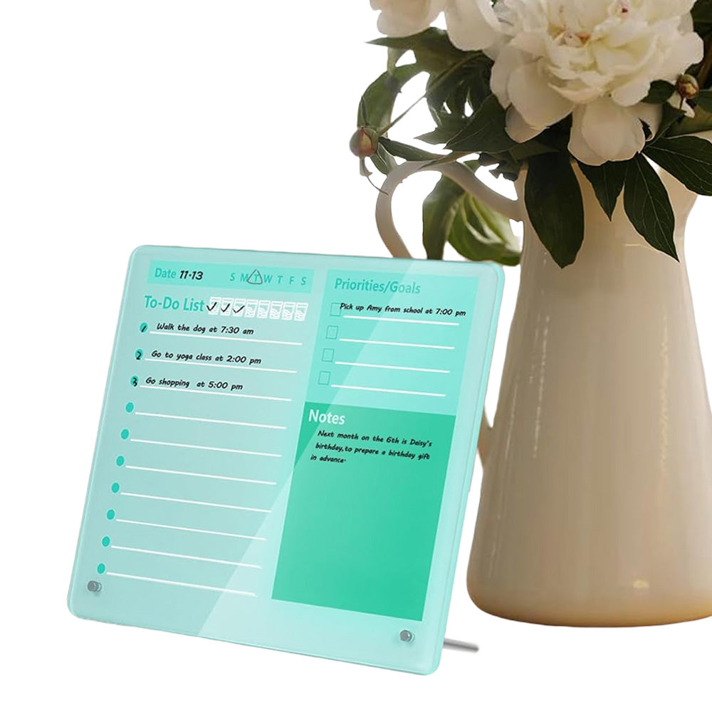 Thick Acrylic Dry Erase Board for Desk Planner with Stand
