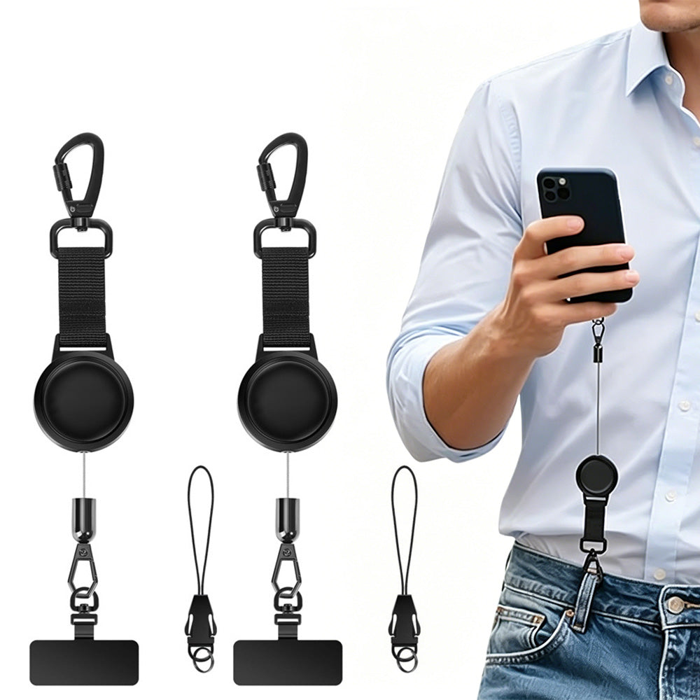 2XRetractable Phone Holder Locking Carabiner 360 Degree Swivel for Sports