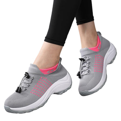 Breathable Stretch Mesh Slip On Walking Sneakers for Men and Women-Grey