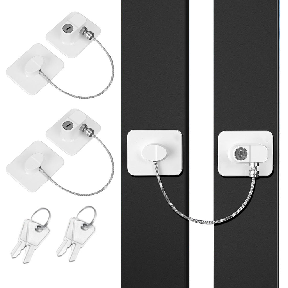 2 Pack Mini Little Ones Security Fridge Lock with Keys No-Drill for Drawer Window