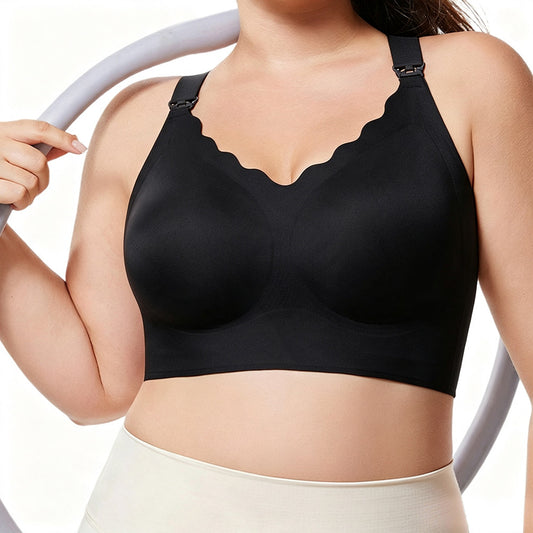 Seamless Bra for Women Adjustable Wirefree Bra for Sport Daily Wear-Black