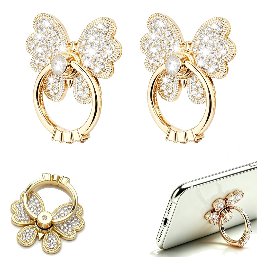 2 Rotating Butterfly Phone Ring Holder Stands for iPhone and Galaxy