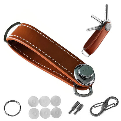 Leather Smart Key Holder Folding Key Organizer Clip Compact Keychain