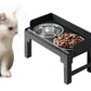 Dog Bowl Stand 5 Height Adjustable Raised Feeder with 2 Stainless Steel Bowls-Black