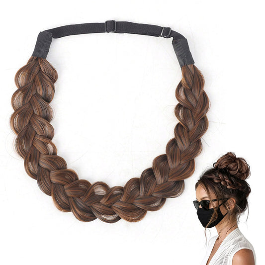 Plaited Headband Adjustable Stretch Hairpiece Hair Extension Headband For Women