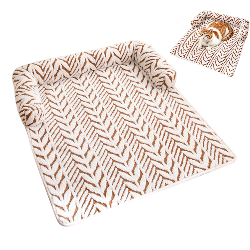 Thick Plush Non Slip Pet Mat for Sofa Chair Window Seat-Coffee