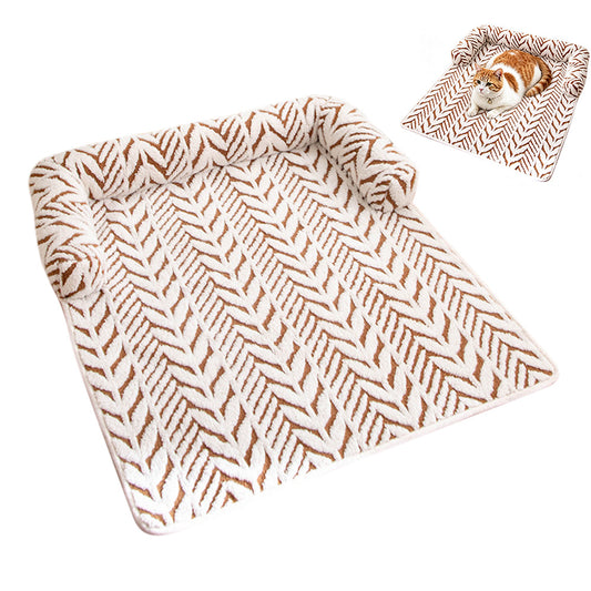 Thick Plush Non Slip Pet Mat for Sofa Chair Window Seat-Coffee