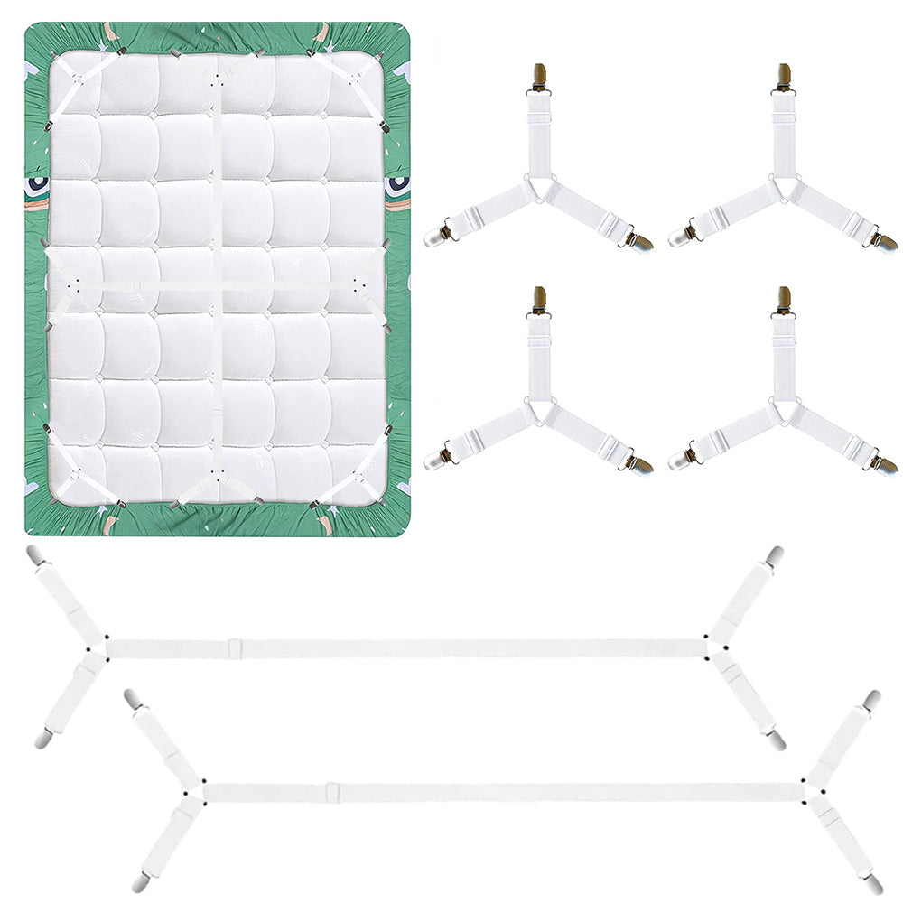 6Pcs Bed Sheet Fasteners Straps Elastic Clips Mattress Holder for Bedding