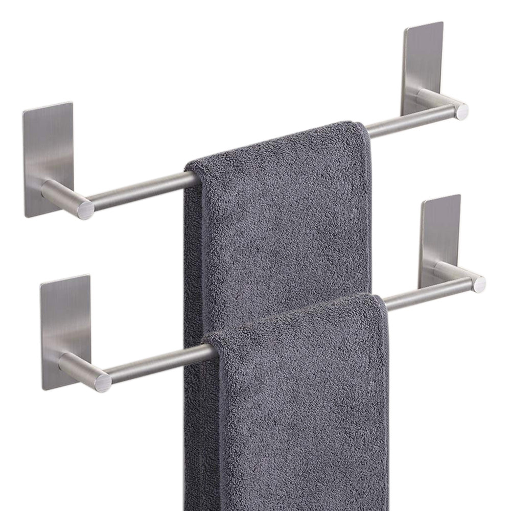 2XStainless Steel Self-Adhesive Towel Rack for Bathroom No Drilling Required