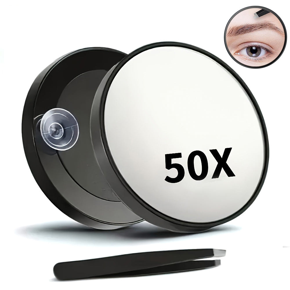 Magnifying Mirror Round Suction Cup Magnifier with Tweezers