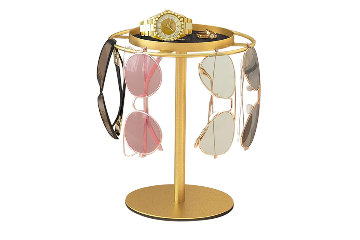 Iron Sunglasses Organizer Storage Holder Stand with Tray for Desk