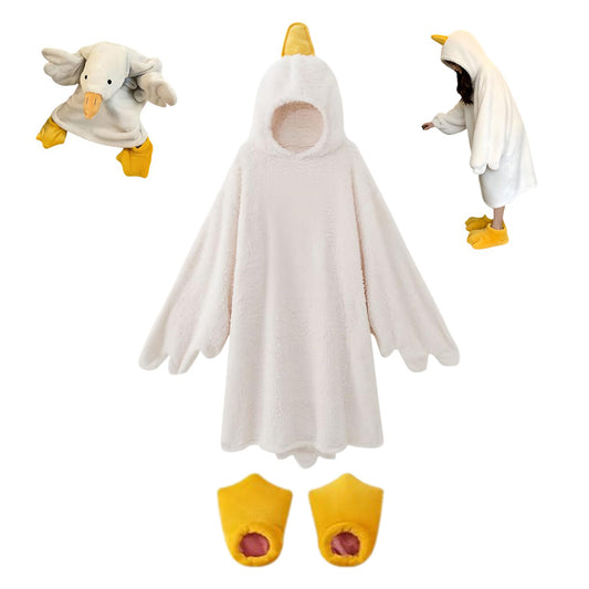 Oversized Hoodie Blanket Cartoon Goose Fleece Wearable Blanket-Style 1