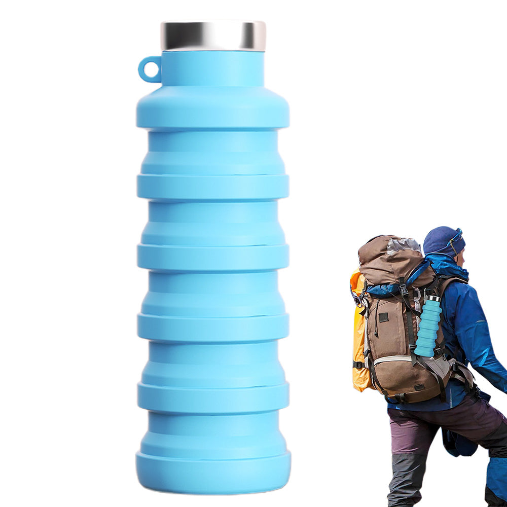 500ml Collapsible Silicone Water Bottle with Hanging Hole for Outdoor Office