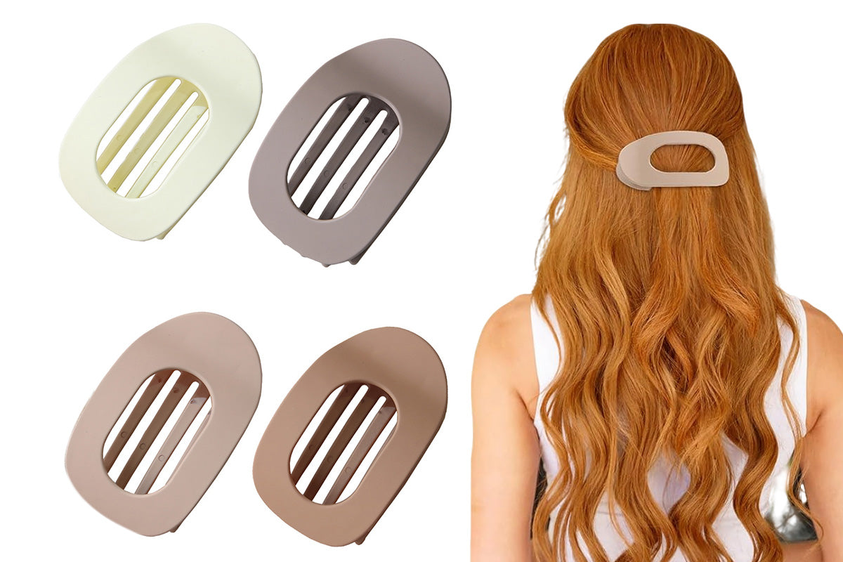 4-Piece Flat Hair Claw Clips Set for Women Strong Hold Styling