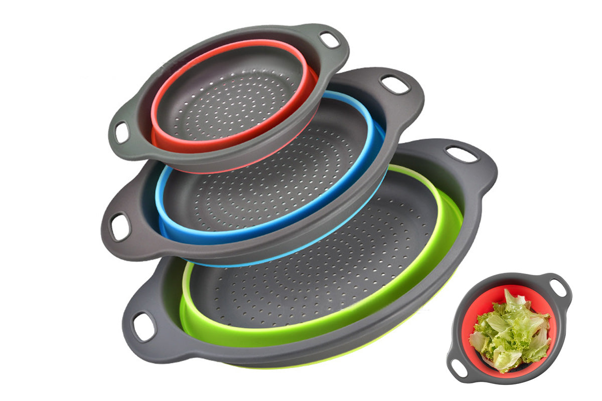 3Pcs Collapsible Colander Food Strainers Set