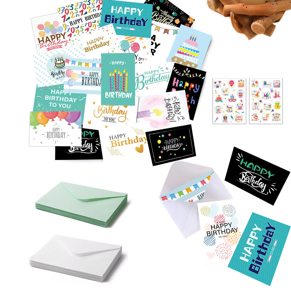 24 Pack Unique Birthday Cards Happy Birthday Card Bulk with Envelopes and Stickers