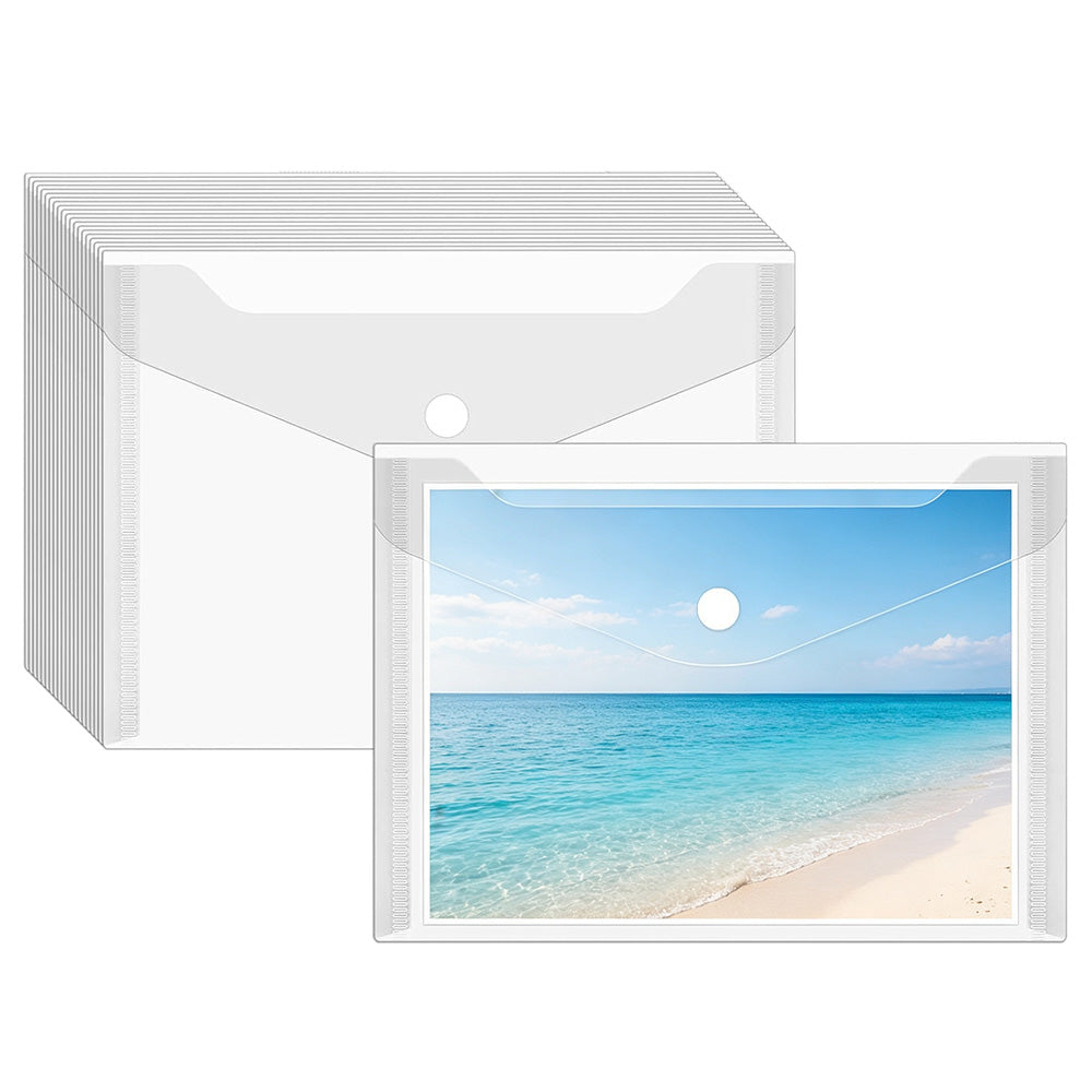 20Pcs Clear Horizontal Snap File Bags in C6 A5 A4 Sizes for Office