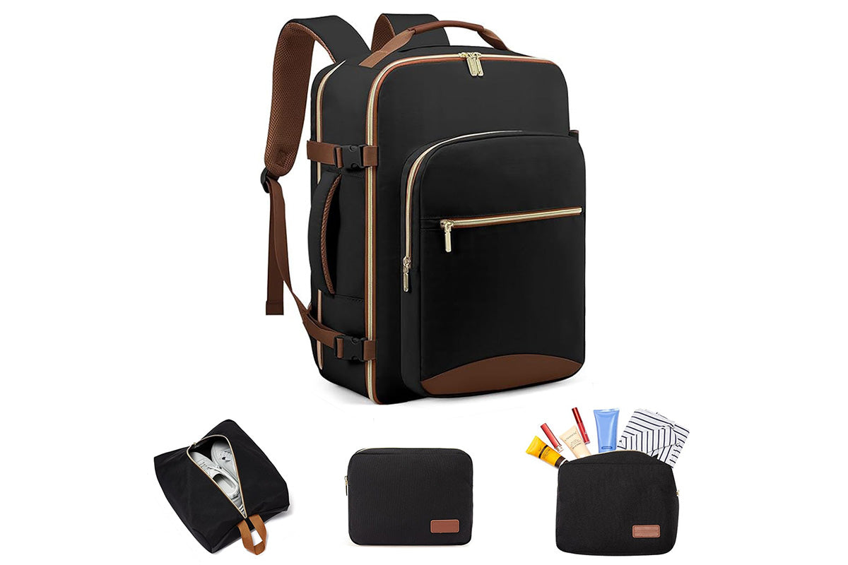 4-Piece Travel Backpack Set Weekender Essentials Backpack for Airplane Travel