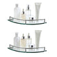 2XGlass Corner Bathroom Shelf with Stainless Steel Guard Rail